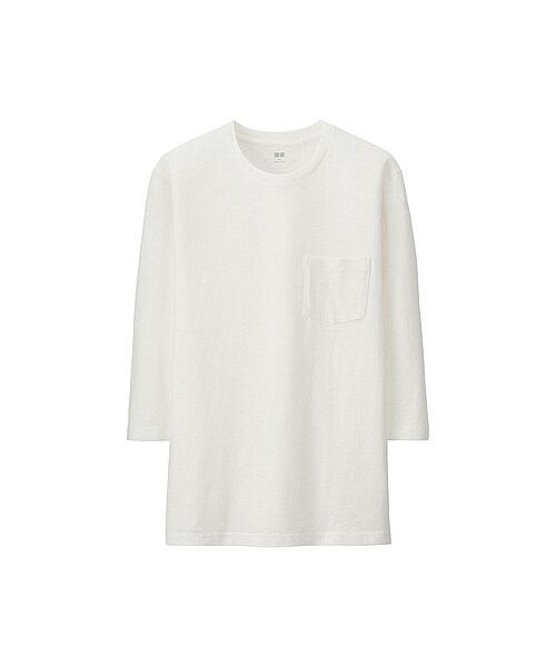 UNIQLO（ユニクロ）の「MEN ウォッシュスラブクルーネックT（7分袖）（Tシャツ（長袖・7分袖）・メンズ・WHITE/BLACK/GREEN/GRAY/NAVY/PINK/DARK GRAY・3XL/XXL/L/M/XL/S/4XL）」の2枚目の写真