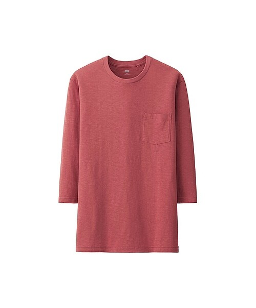 UNIQLO（ユニクロ）の「MEN ウォッシュスラブクルーネックT（7分袖）（Tシャツ（長袖・7分袖）・メンズ・WHITE/BLACK/GREEN/GRAY/NAVY/PINK/DARK GRAY・3XL/XXL/L/M/XL/S/4XL）」の14枚目の写真