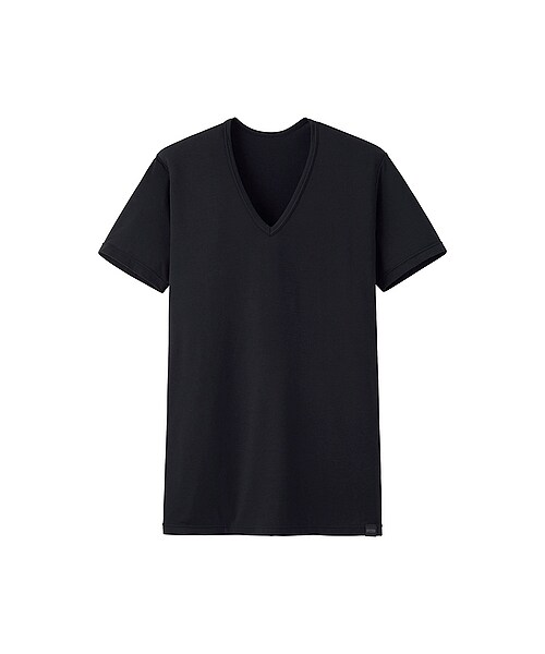 UNIQLO（ユニクロ）の「MEN ヒートテックVネックT（半袖）（インナーTシャツ・メンズ・BEIGE/GRAY/DARK GRAY/BLACK・XL/S/L/M）」の2枚目の写真