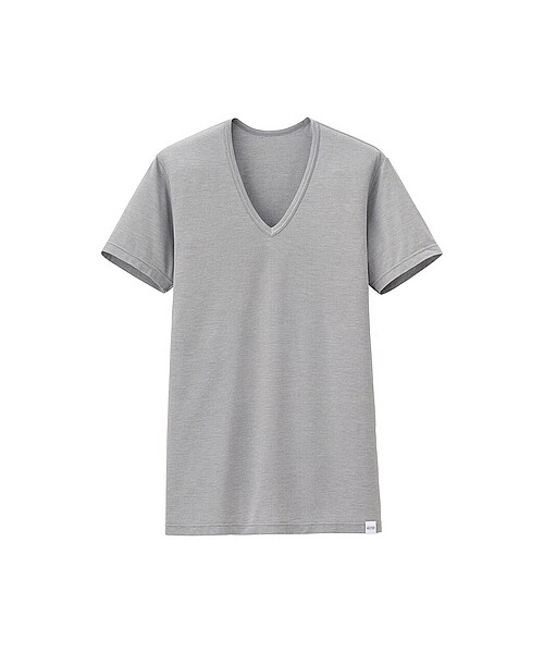 UNIQLO（ユニクロ）の「MEN ヒートテックVネックT（半袖）（インナーTシャツ・メンズ・BEIGE/GRAY/DARK GRAY/BLACK・XL/S/L/M）」の3枚目の写真