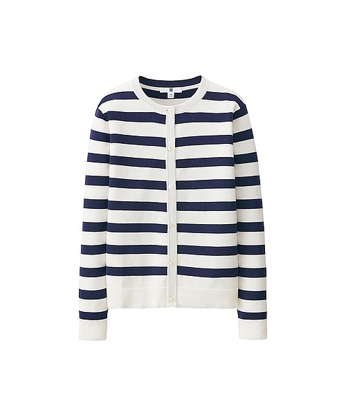 UNIQLO(ユニクロ)の「GIRLS クルーネックカーディガン(ボーダー・長袖)(大きいサイズ(160cm)・キッズ・RED/GRAY/BLUE・110/120/130)」の6枚目の写真