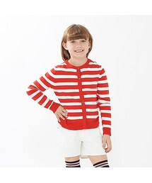 UNIQLO | GIRLS クルーネックカーディガン(ボーダー・長袖)(トップス)
