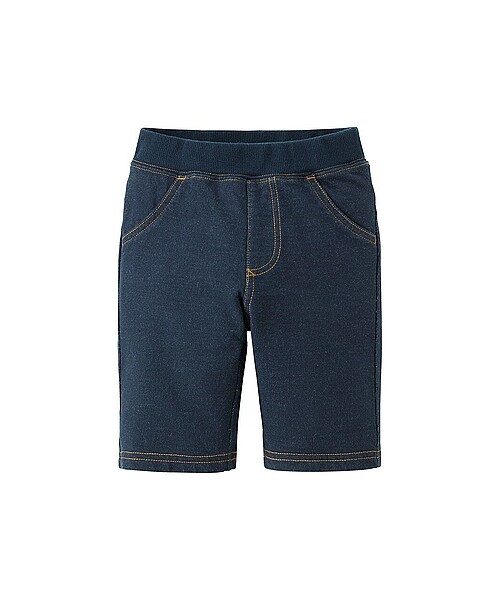 UNIQLO（ユニクロ）の「BABY カットソーハーフパンツ（デニム）（トップス・ボトムス・キッズ・NAVY・100/90/80）」の2枚目の写真