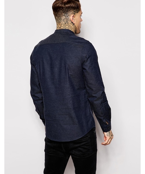 asos(エイソス)の「ASOS BRAND ASOS Shirt In Denim Twill With Half Placket(シャツ/ブラウス・メンズ・navy・S-Chest 36-38"/L-Chest 40-42"/M-Chest 38-40"/XL-Chest 42-44"/XS-Chest 34-36"/XXL-Chest 44-46"/XXXS-Chest 30-32in (76-81cm))」の3枚目の写真