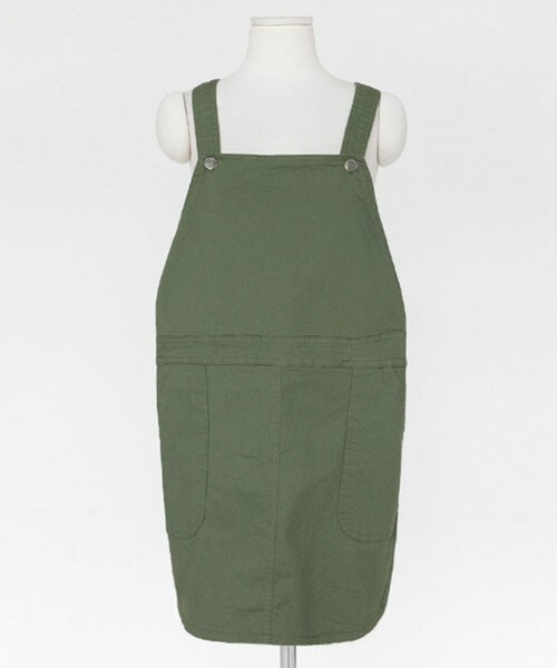 DHOLIC（ディーホリック）の「3colorsサスペンダースカート（サロペット/オーバーオール・レディース・ホワイト/カーキ/ネイビー・FREE）」の2枚目の写真
