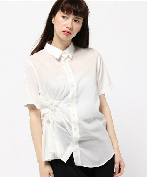 gomme(ゴム)の「ライトシャーリングブラウス(シャツ/ブラウス・レディース・ホワイト/ブラック/ライトグレー/ネイビー・MEDIUM)」の2枚目の写真