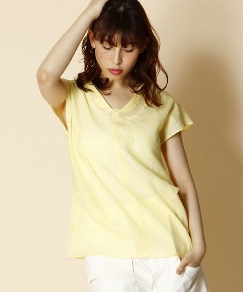 BABYLONE（バビロン）の「ＤＲＥリネンスキッパーＢＬ（トップス・レディース・ホワイト10/イエロー60・38）」の2枚目の写真