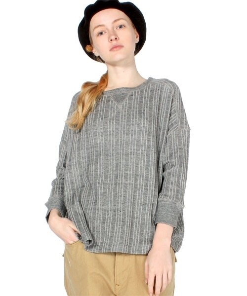 RNA-N（アールエヌエーエヌ）の「ストライプジャガードプルオーバー（トップス・レディース・グレー/ブラック/オフホワイト・M）」の4枚目の写真