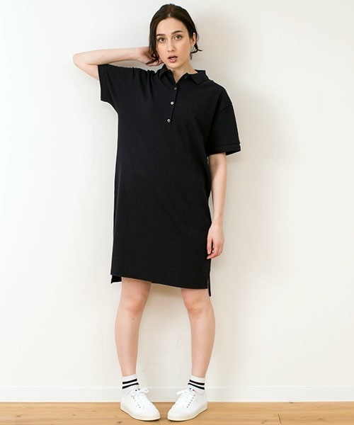 HELIOPOLE(エリオポール)の「heliopole スウェーデンカノコ ポロワンピース(ワンピース・レディース・グレー/ネイビー・36)」の4枚目の写真