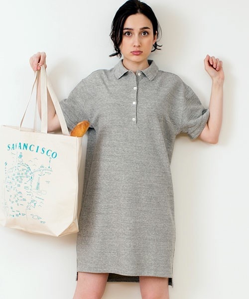 HELIOPOLE(エリオポール)の「heliopole スウェーデンカノコ ポロワンピース(ワンピース・レディース・グレー/ネイビー・36)」の1枚目の写真