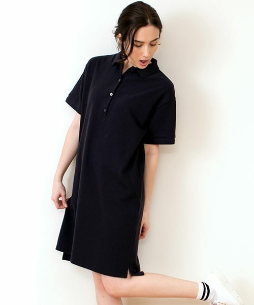 HELIOPOLE(エリオポール)の「heliopole スウェーデンカノコ ポロワンピース(ワンピース・レディース・グレー/ネイビー・36)」の2枚目の写真