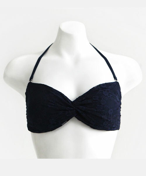 DHOLIC（ディーホリック）の「ソリッドカラー&レースバンドゥビキニ（水着・レディース・ホワイトアイボリー/ネイビー/イエロー/ブルー・S/M/L）」の2枚目の写真