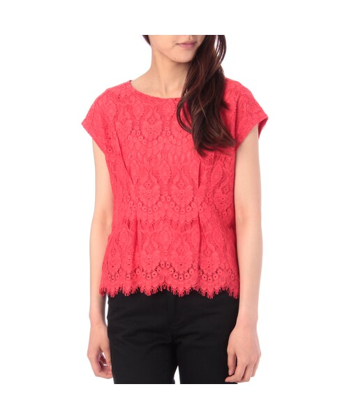 MINIMUM(ミニマム)の「総レースプルオーバー(トップス・レディース・レッド/ホワイト/イエロー系・M)」の1枚目の写真