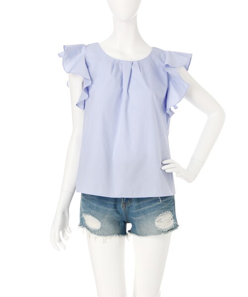 dazzlin（ダズリン）の「【W】フリルブラウス（トップス・レディース・ホワイト/ブルー/ネイビー・F）」の2枚目の写真