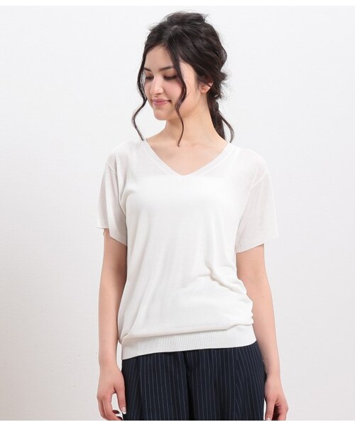 ROPE' PICNIC(ロペピクニック)の「RAYON ニットプルオーバー(トップス・レディース・ブラック/ホワイト/キャメル/ピンク・38)」の3枚目の写真