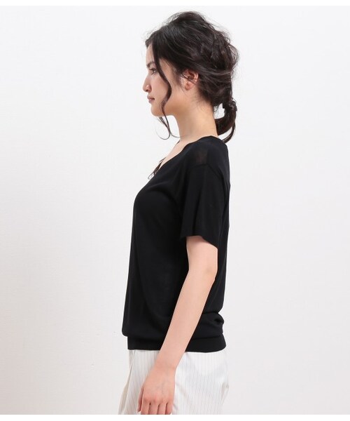 ROPE' PICNIC(ロペピクニック)の「RAYON ニットプルオーバー(トップス・レディース・ブラック/ホワイト/キャメル/ピンク・38)」の6枚目の写真