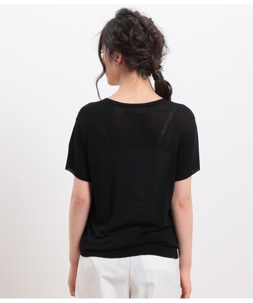 ROPE' PICNIC(ロペピクニック)の「RAYON ニットプルオーバー(トップス・レディース・ブラック/ホワイト/キャメル/ピンク・38)」の7枚目の写真