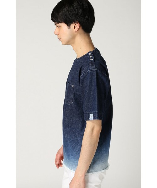 417 EDIFICE（フォーワンセブンエディフィス）の「417*WORLD WORKERS デニムクルーネック TEE（トップス・メンズ・ネイビー/サックスブルー・M/L）」の4枚目の写真