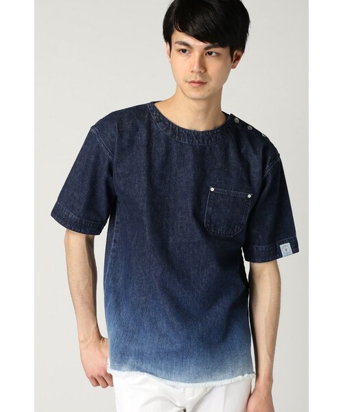 417 EDIFICE（フォーワンセブンエディフィス）の「417*WORLD WORKERS デニムクルーネック TEE（トップス・メンズ・ネイビー/サックスブルー・M/L）」の3枚目の写真