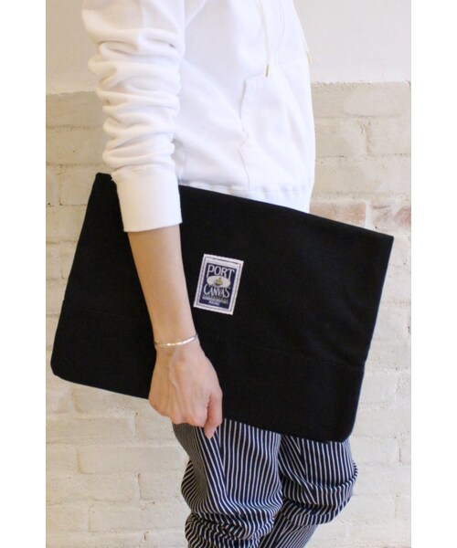 FRAMeWORK(フレームワーク)の「PORT CANVAS2wayクラッチ(バッグ・レディース・ブラック/ホワイト A・フリー)」の1枚目の写真