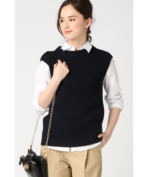 SLOBE IENA(スローブイエナ)の「7Gアゼハイネックベスト(トップス・レディース・ホワイト/カーキ/ネイビー・フリー)」の3枚目の写真