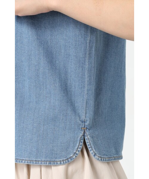 SLOBE IENA（スローブイエナ）の「デニムノースリーブブラウス（トップス・レディース・ネイビー/ブルー・フリー）」の9枚目の写真