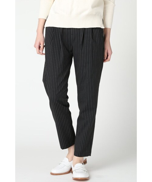 JOURNAL STANDARD（ジャーナルスタンダード）の「T/Rストライプウエストゴムパンツ（パンツ・レディース・ブラック/ネイビー・36/38/40）」の2枚目の写真