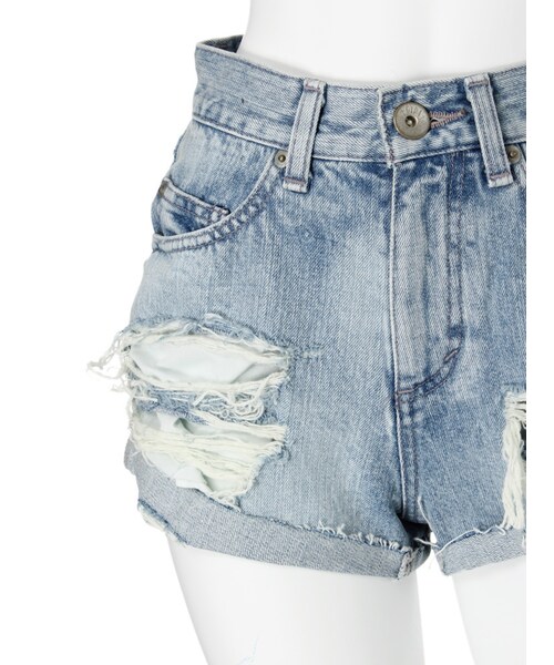 GYDA（ジェイダ）の「J/Wダメージショートパンツ（パンツ・レディース・オフホワイト/ブルー/アイスブルー・XS/S/M）」の10枚目の写真