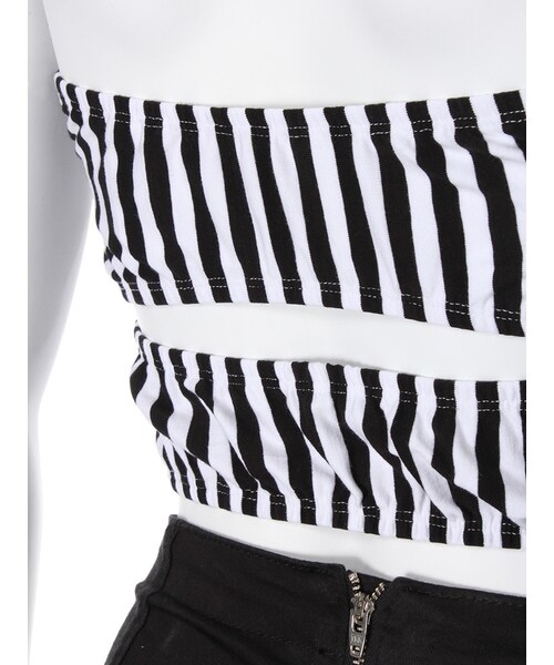 GYDA（ジェイダ）の「ストライプBACKOPENビスチェ（トップス・レディース・グレー/ブラック・F）」の9枚目の写真