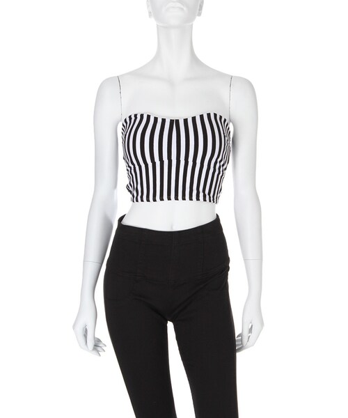 GYDA（ジェイダ）の「ストライプBACKOPENビスチェ（トップス・レディース・グレー/ブラック・F）」の3枚目の写真