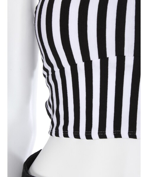 GYDA（ジェイダ）の「ストライプBACKOPENビスチェ（トップス・レディース・グレー/ブラック・F）」の8枚目の写真