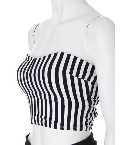 GYDA（ジェイダ）の「ストライプBACKOPENビスチェ（トップス・レディース・グレー/ブラック・F）」の7枚目の写真