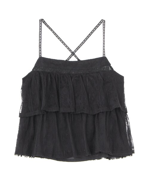 Ungrid（アングリッド）の「チュールレイヤードキャミ（トップス・レディース・オフホワイト/ブラック/レッド・F）」の2枚目の写真