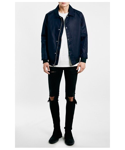 TOPMAN（トップマン）の「Topman Ripped Stretch Skinny Fit Jeans (Black)（デニムパンツ・メンズ・Black・34 x 32/36 x 34/30 x 30/32 x 34/32 x 32/34 x 34/30 x 32/32 x 30）」の3枚目の写真