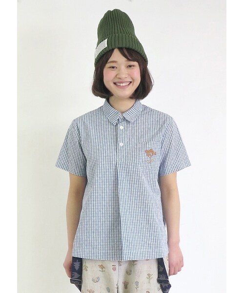 Ne-net（ネネット）の「ハナギンガム / シャツ（トップス・レディース・dark brown/green/blue・02）」の3枚目の写真