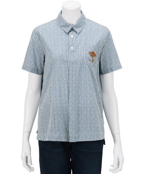 Ne-net（ネネット）の「ハナギンガム / シャツ（トップス・レディース・dark brown/green/blue・02）」の9枚目の写真