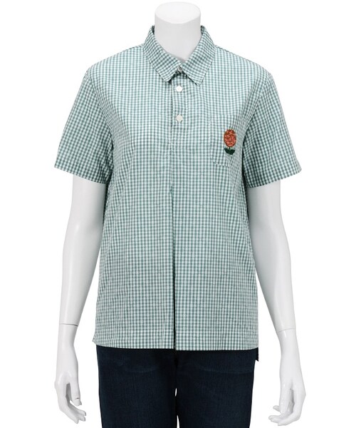 Ne-net（ネネット）の「ハナギンガム / シャツ（トップス・レディース・dark brown/green/blue・02）」の8枚目の写真