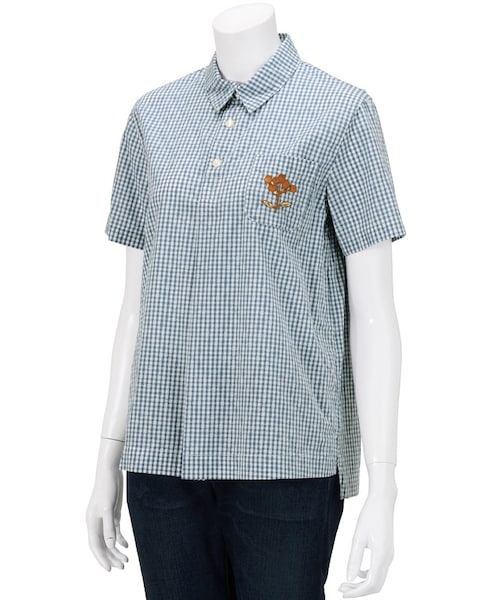 Ne-net（ネネット）の「ハナギンガム / シャツ（トップス・レディース・dark brown/green/blue・02）」の7枚目の写真