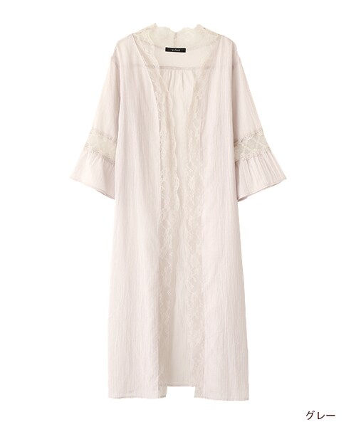 w closet（ダブルクローゼット）の「レース付きガウン（ジャケット/アウター・レディース・オフホワイト/グレー・FREE）」の2枚目の写真