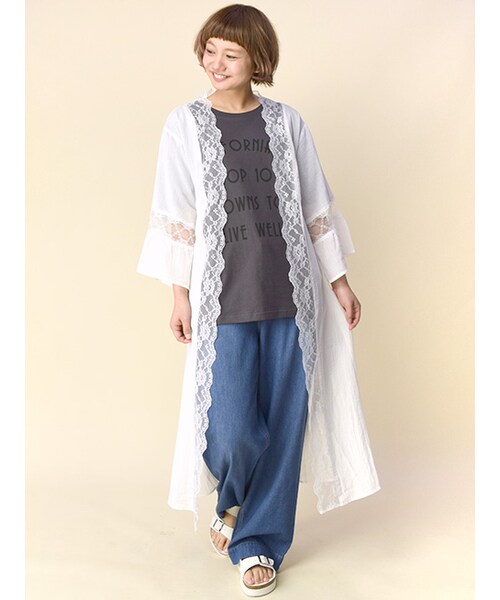 w closet（ダブルクローゼット）の「レース付きガウン（ジャケット/アウター・レディース・オフホワイト/グレー・FREE）」の12枚目の写真