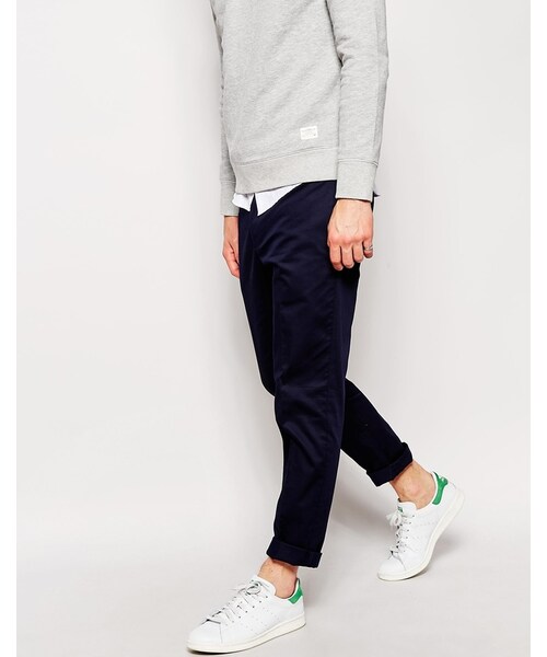 asos（エイソス）の「ASOS BRAND ASOS Skinny Fit Smart Pants In Cotton Sateen（その他パンツ・メンズ・navy・W34 L32-W86cm L81cm/W26 L30-W66cm L76cm/W26 L32-W66cm L81cm/W28 L30-W71cm L76cm/W28 L32-W71cm L81cm/W28 L34-W71cm L86cm/W29 L32-W74cm L81cm/W30 L30-W76cm L76cm/W30 L32-W76cm L81cm/W30 L34-W76cm L86cm/W31 L32-W79cm L81cm/W31 L34-W79cm L86cm/W32 L30-W81cm L76cm/W32 L32-W81cm L81cm/W32 L34-W81cm L86cm/W33 L30-W84cm L76cm/W33 L32-W84cm L81cm/W33 L34-W84cm L86cm/W34 L30-W86cm L76cm/W34 L34-W86cm L86cm/W36 L30-W91cm L76cm/W36 L32-W91cm L81cm/W38 L32-W96cm L81cm）」の2枚目の写真