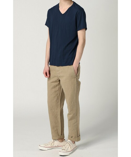 SAVE KHAKI UNITED（セーブカーキユナイテッド）の「S/S V-NECK TEE（トップス・メンズ・ブラック/グレー/ホワイト/ネイビー/ネイビー B/ピンク A・XS/S）」の7枚目の写真