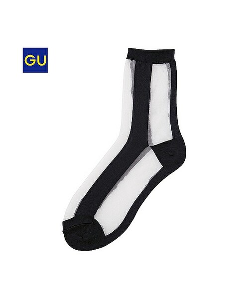 GU（ジーユー）の「（GU）シースルークルーソックスＧ１（WOMEN ⁄ ソックス・レディース・CREAM/NAVY・-）」の2枚目の写真