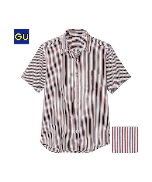 GU(ジーユー)の「(GU)ブロードストライプシャツ(半袖)(MEN ⁄ シャツ・メンズ・BLUE/RED/LIGHT BLUE/BLACK・L/M/XL/S)」の4枚目の写真