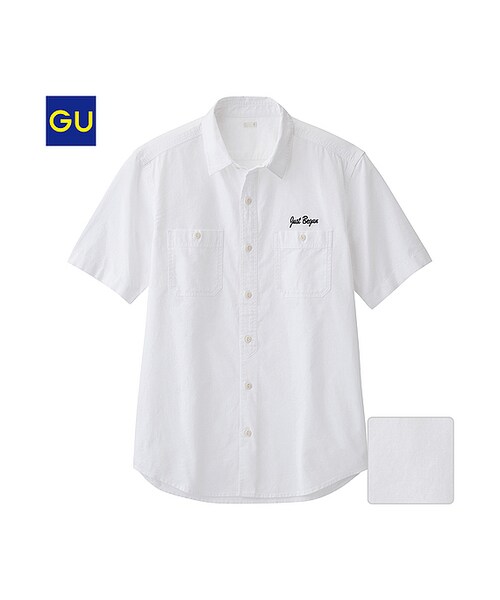 GU（ジーユー）の「（GU）ダンガリーシャツ（半袖）Ａ（MEN ⁄ シャツ・メンズ・BLACK/BLUE/WHITE/RED・L/M/XL/S）」の2枚目の写真