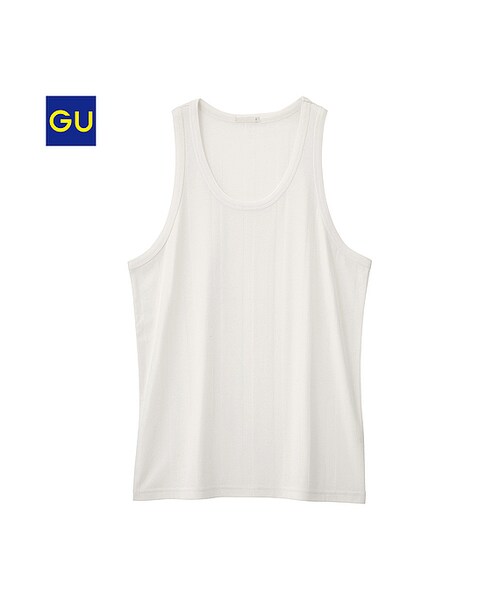 GU（ジーユー）の「（GU）タンクトップ（ハリヌキフライス）（MEN ⁄ カットソー・メンズ・NAVY/OFF WHITE/GRAY/BLACK・XL/M/L/S）」の2枚目の写真