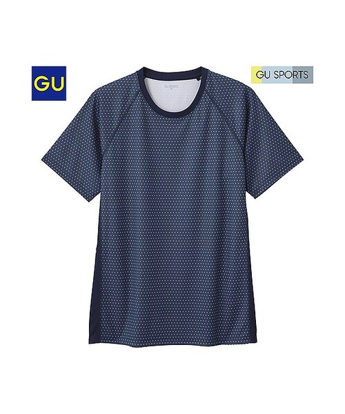 GU（ジーユー）の「（GU）スポーツＴ（ドット・半袖）（MEN ⁄ カットソー・メンズ・WHITE/NAVY/BLUE/RED・M/S/XL/L）」の2枚目の写真