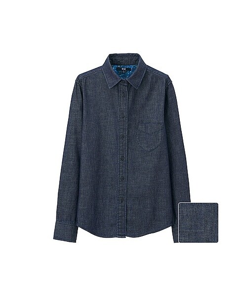 UNIQLO（ユニクロ）の「WOMEN デニムシャツ（長袖）（シャツ/ブラウス・レディース・WHITE/BLUE・L/XL/3XL/S/XXL/M）」の3枚目の写真