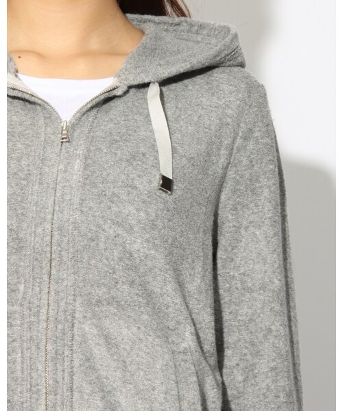 VICKY（ビッキー）の「ヴィスコースパイル7分パーカー（トップス・レディース・ホワイト/ブラック/ライトグレー・M）」の6枚目の写真