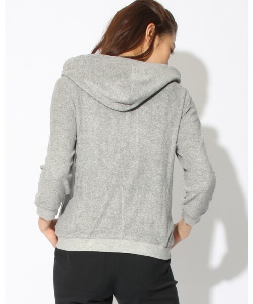 VICKY（ビッキー）の「ヴィスコースパイル7分パーカー（トップス・レディース・ホワイト/ブラック/ライトグレー・M）」の4枚目の写真